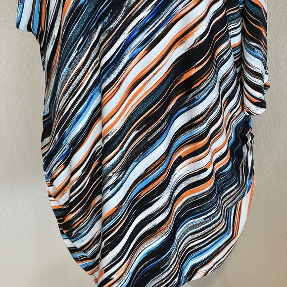 Cato Womens Blouse Sz Medium off-shoulder Striped  Colorful Y2k 2000's Retro - Picture 7 of 14